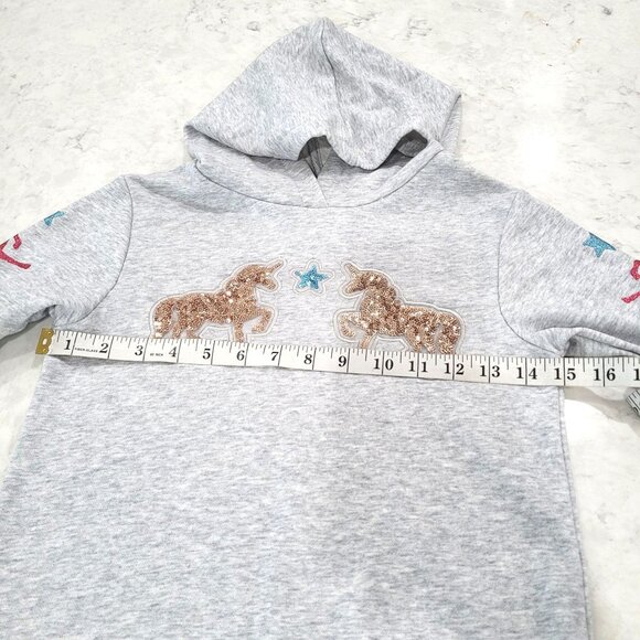 Girls 365 Kids by Garanimals Gray Unicorn Hoodie & Pants Set Size 7 - Picture 8 of 9
